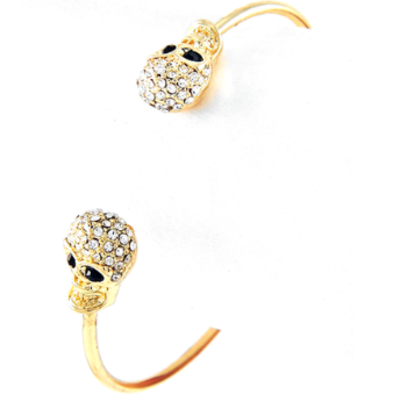 Skarr- double skull rhinestone cuff - Thumbnail 4