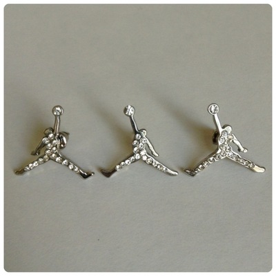 Silver jordan jumpman stud earrings