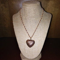Intricate Heart Pendant on Pink Pearl Chain - Thumbnail 1