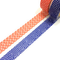 Washi Tape set: Coral Chevron & Navy Blue Polkadot - Thumbnail 1