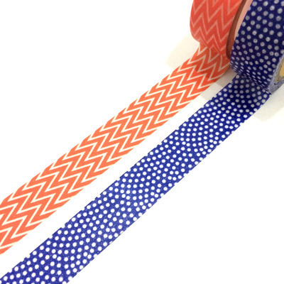 Washi tape set: coral chevron & navy blue polkadot