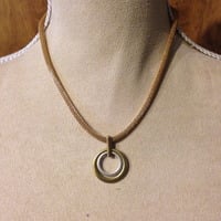 Short Mesh Ring Chain with Double O Pendant - Thumbnail 1