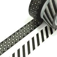 Washi tape set: Black Aztec & stripes  - Thumbnail 1
