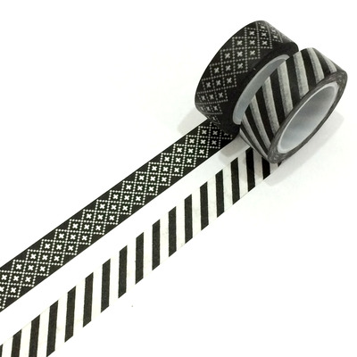 Washi tape set: black aztec & stripes 