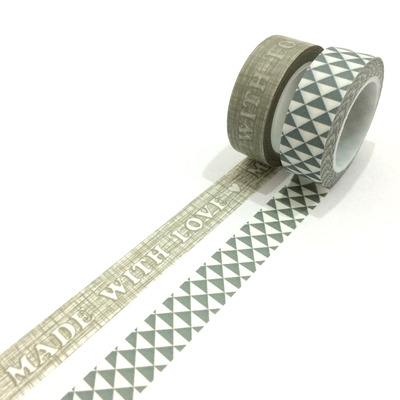 Washi tape set: made with love in grey 