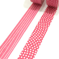 Washi tape set: Pink polkadot & horizontal lines.  - Thumbnail 1