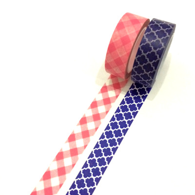 Washi tape set: checked pink & purple scallop