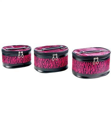3 Piece Zebra Print Cosmetic Bags