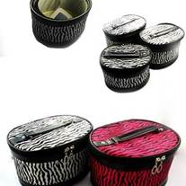 3 Piece Zebra Print Cosmetic Bags - Thumbnail 1