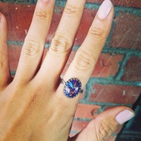 Purple Turquoise Oval Ring - Thumbnail 2