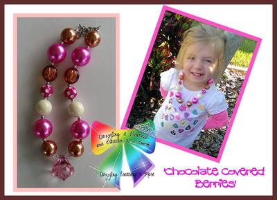 Chocolate berries princess pendant chunky necklace/bubblegum beads/girls jewelry