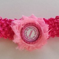 Baby Pink Bow Chunky Necklace Hair Bow/Headband & Bottle Cap Monthly Tracker Set - Thumbnail 3