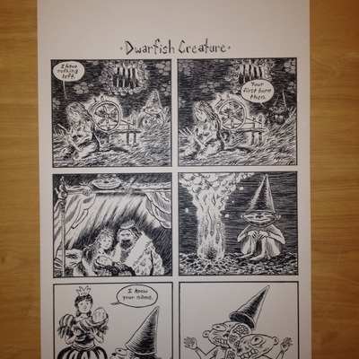 Dwarfish creature original comic art