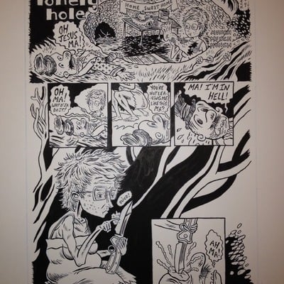 Mom's lonely hole original comic art