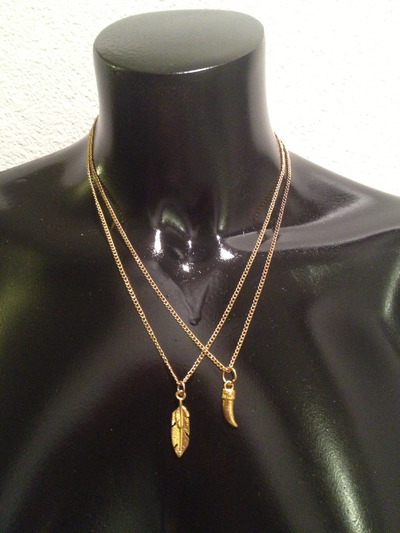 Talon and feather layering necklace set