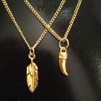 Talon and feather layering necklace set - Thumbnail 1