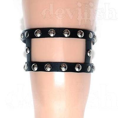 Leather studs garter - black - Thumbnail 4