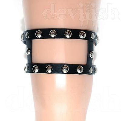 Leather Studs Garter - Black