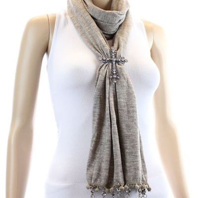 Jewelry scarves with magnetic cross pendant