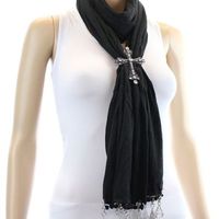 Jewelry Scarves with Magnetic Cross Pendant - Thumbnail 1