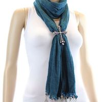 Jewelry Scarves with Magnetic Cross Pendant - Thumbnail 3