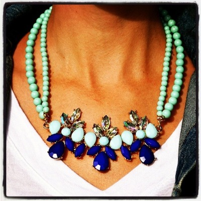 Mint floral necklace