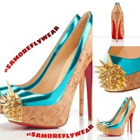 CHRISTIAN LOUBOUTIN ASTEROID 160MM SPIKE-TOE PUMPS TURQUOISE - Thumbnail 1