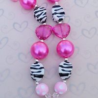 Valentine's Red And Pink Heart Pendant Chunky Necklaces  - Thumbnail 2