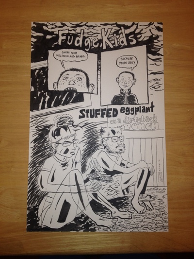 Stuffed Eggplant on a Dirty Backporch Original Art