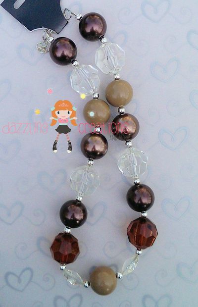 Chocolate lovers chunky necklace/bubblegum beads/girls jewelry