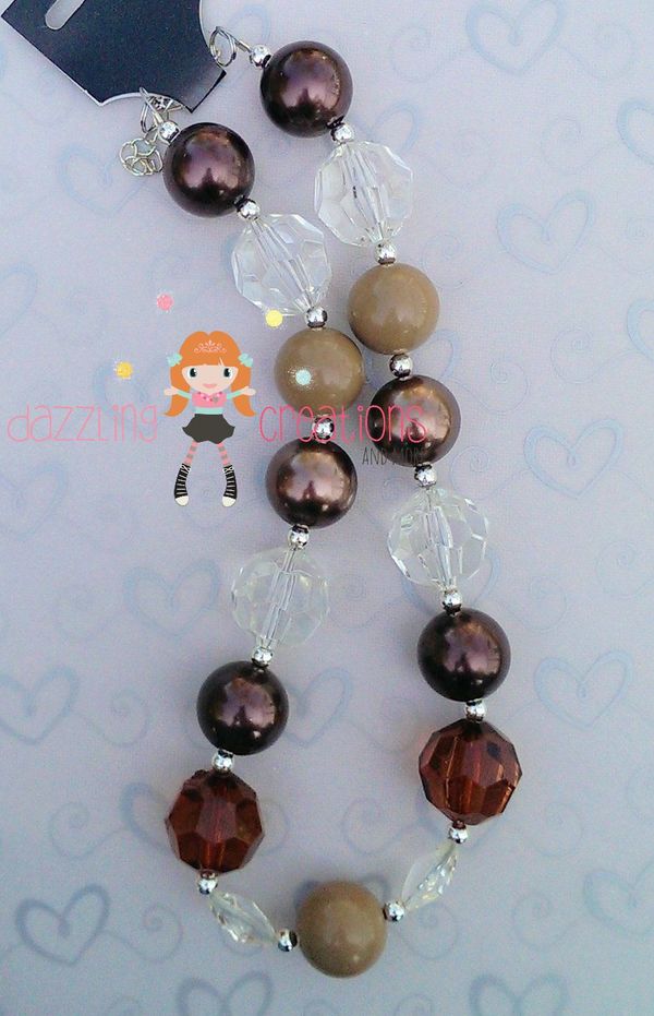 Chocolate Lovers Chunky Necklace/Bubblegum Beads/Girls Jewelry