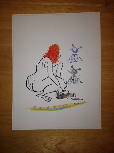 Peepers Original Art (unused cover)