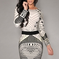 Celebrity Black Tribal Print Long Sleeve - Thumbnail 1