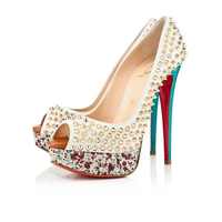 CHRISTIAN LOUBOUTIN LADY PEEP SPIKES 150MM CRAIE - Thumbnail 1