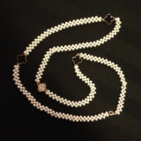 Pearl and Crystal Clover Necklace - Thumbnail 1