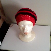 Two Color Small Crochet Slouchy Hat - Thumbnail 1
