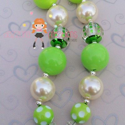 St. patty's irish green & pink inspired chunky necklace