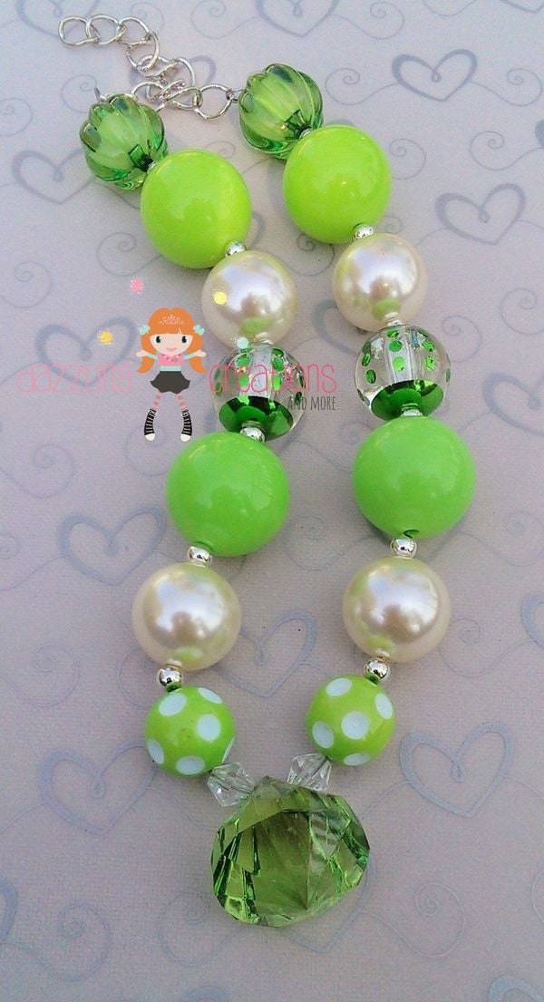 St. Patty's Irish Green & Pink Inspired Chunky Necklace