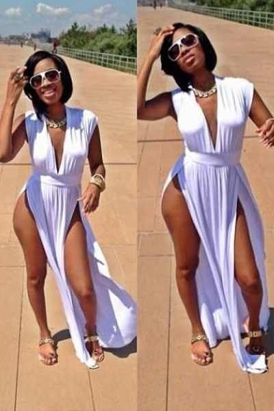 One piece slit legs dress
