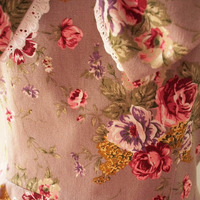 ALICE : Vintage Inspired Floral Dress Grayish Purple w/ Dark Pink Purple Rose Floral Bridesmaid Dress Floral Summer Dress -Size XS-XL,Custom - Thumbnail 3