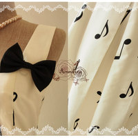 ALICE IN MUSIC : Music Dress Off White Black Music Note Dress Concert Choir Dress Musician dress Summer Dress -Size S Ready to Ship - Thumbnail 3