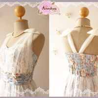 Amorita Rhyme Evening Dress Wedding Dress Bridesmaid Dress Prom Party Dress Blue with Rose Elegant Tutu Dream Dress -Size XS,S,M,L,XL,Custom - Thumbnail 3