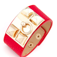 Pyramid Stud Leather Bracelet - Thumbnail 1