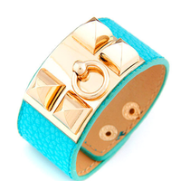 Pyramid Stud Leather Bracelet - Thumbnail 3