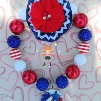 4th of July Patriotic Shooting Star Chunky Necklace Set