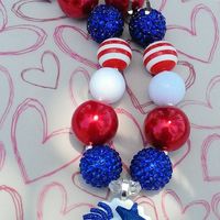 4th of July Patriotic Shooting Star Chunky Necklace Set - Thumbnail 1