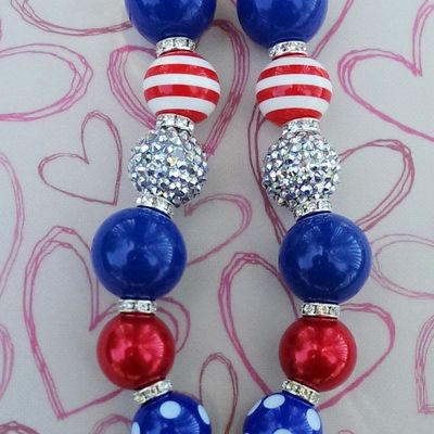 4th of july patriotic minnie inspired chunky necklace