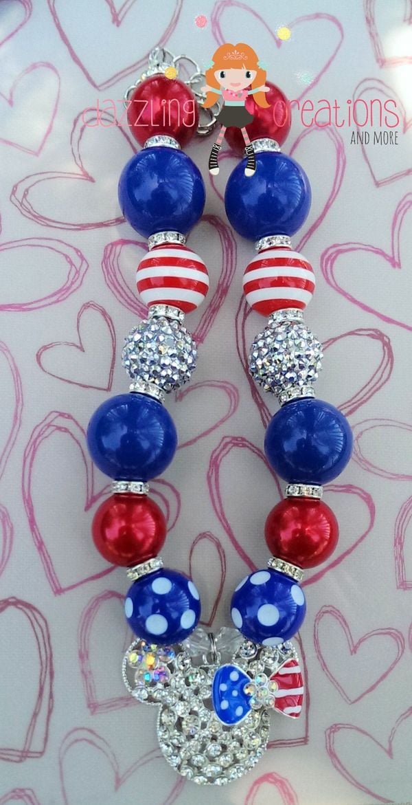 4th of July Patriotic Minnie Inspired Chunky Necklace