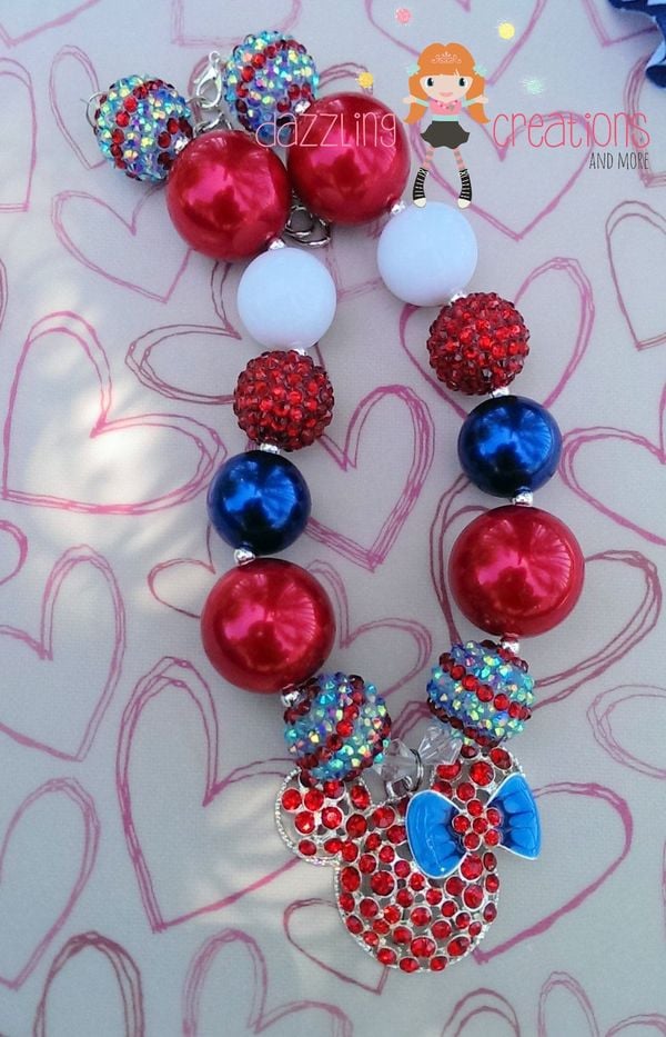4th of July Patriotic Minnie Inspired Chunky Necklace