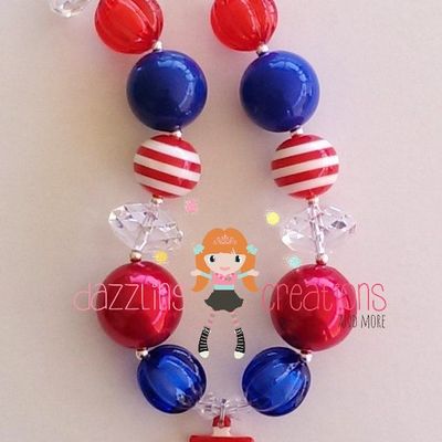 4th of july patriotic anchor chunky necklace/nautical/photo prop